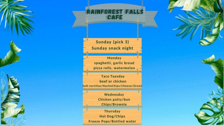 RAINFOREST FALLS MENU