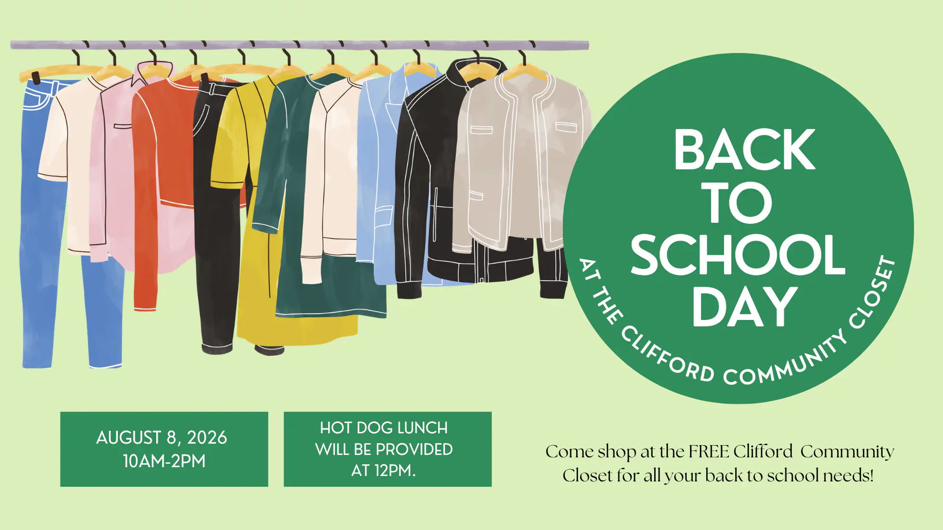 Green Illustration Clothing Drive Flyer (1920 x 1080 px)